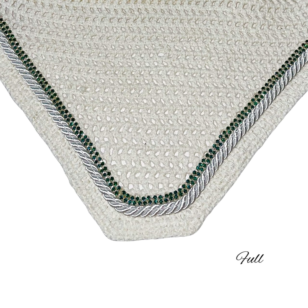 Classic Cut Bonnets - Full - White base/White Straight Edge/2 Green Bling/1 White Piping