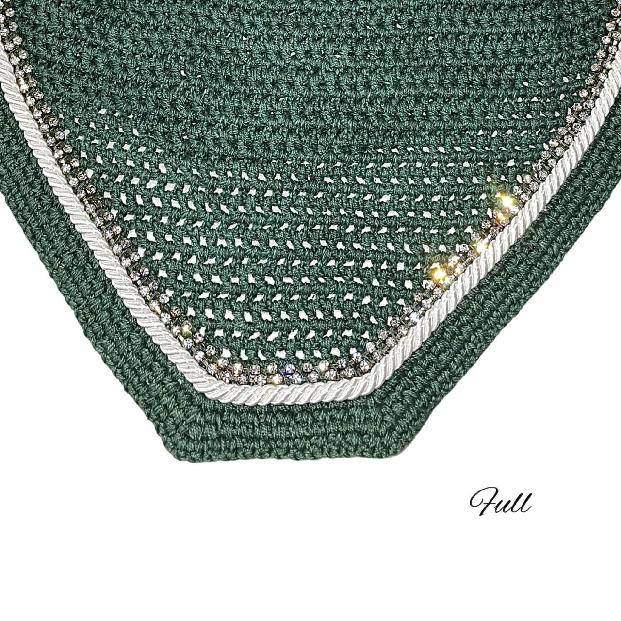 Classic Cut Bonnets - Full - Hunter Green Base/Hunter Green Straight Edge/2 Clear Bling/1 White Piping