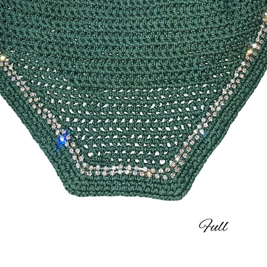 Classic Cut Bonnets - Full - Hunter Green Base/Hunter Green Straight Edge/2 Clear Bling