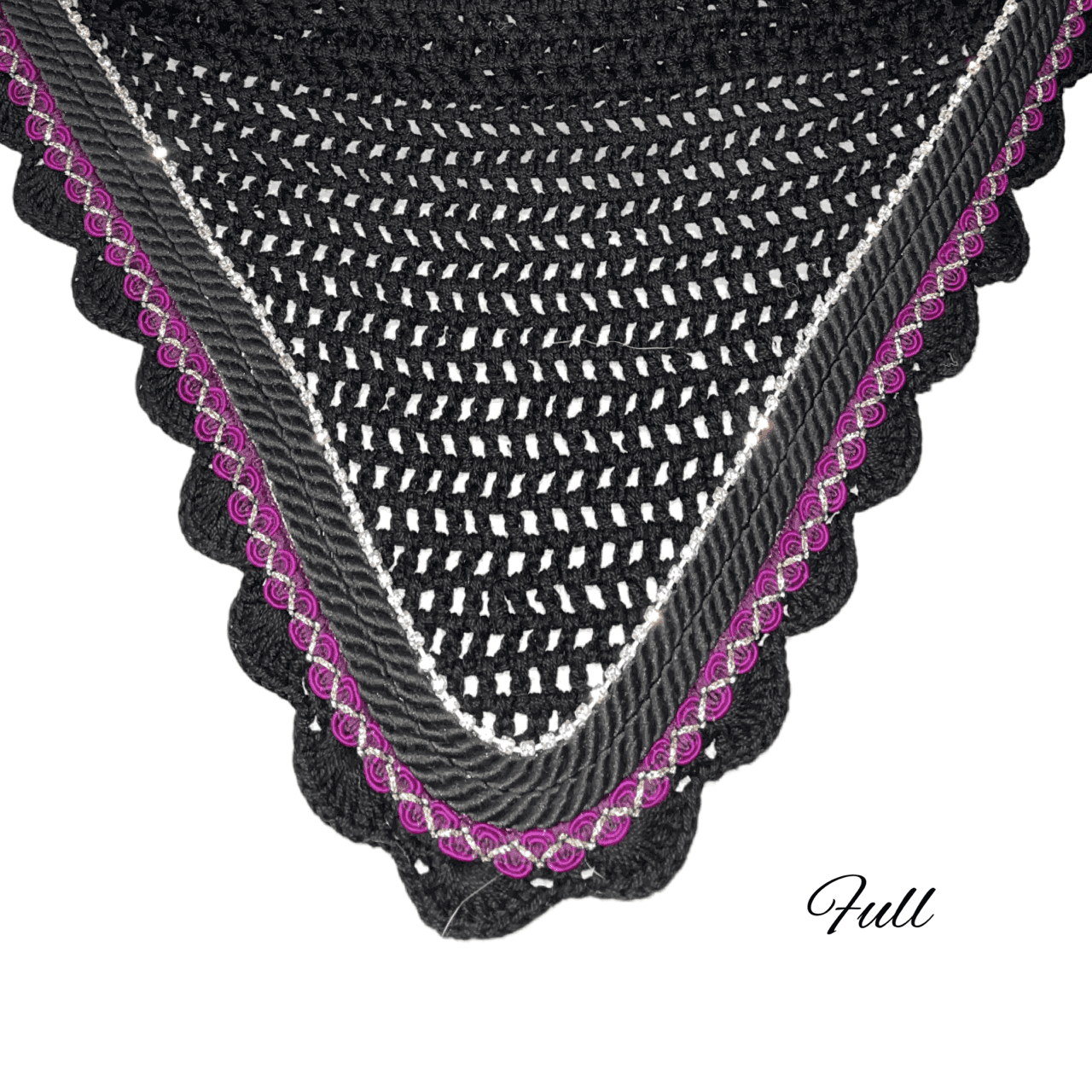 Classic Cut Bonnets - Full - Black Base/Black Scallop/1 Clear Bling/1 Purple Ribbon/2 Black Piping