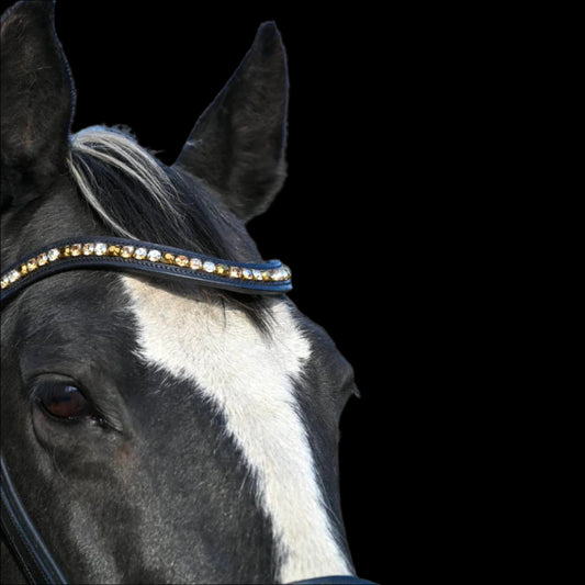 IceT Single Row Browbands - Black Base - Gold Light