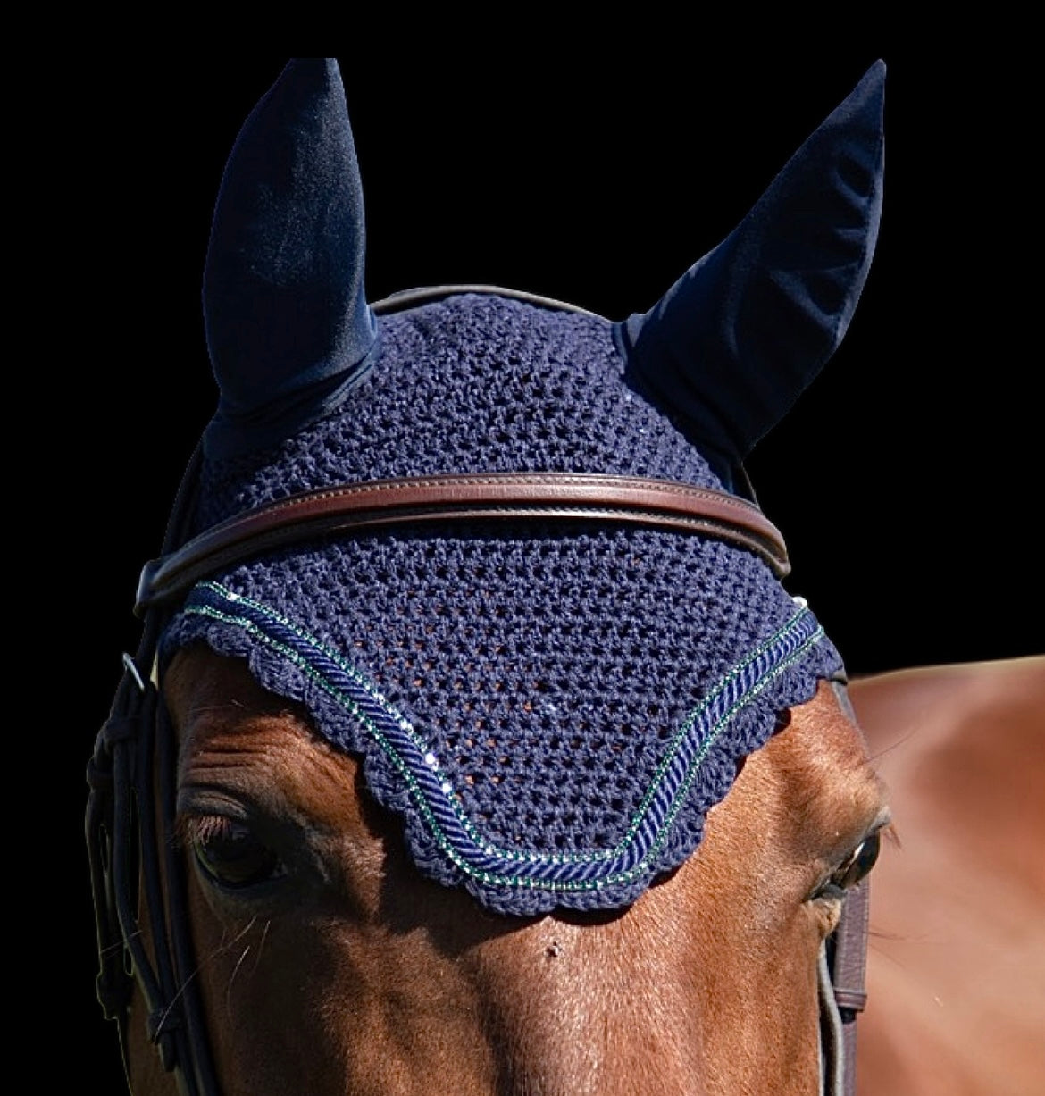 Classic Cut Bonnets - Navy Base/Scalloped Edge/With Bling