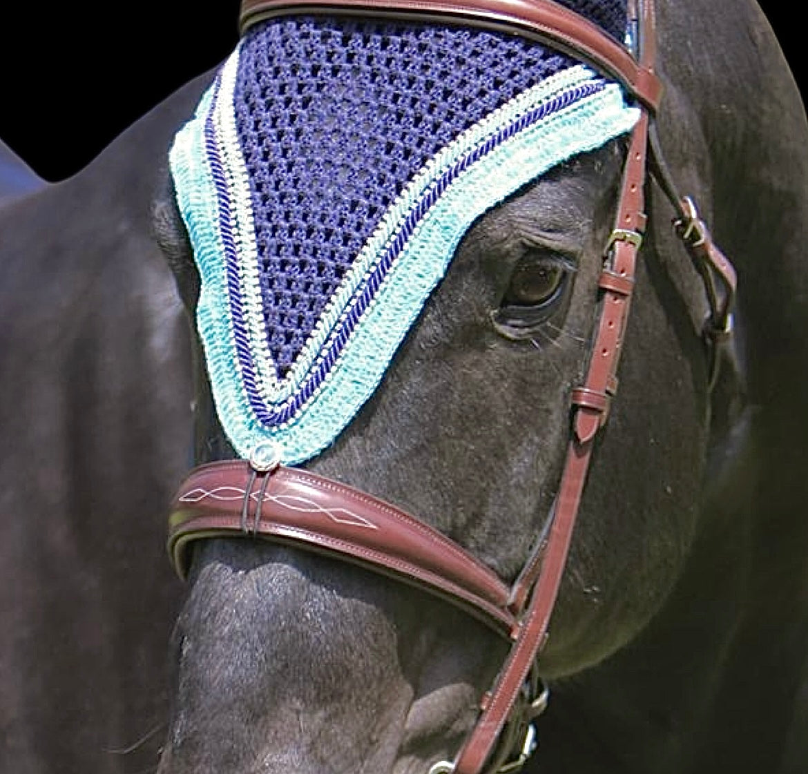 Tiedown Bonnets - Navy Base/Straight Edge/With Bling