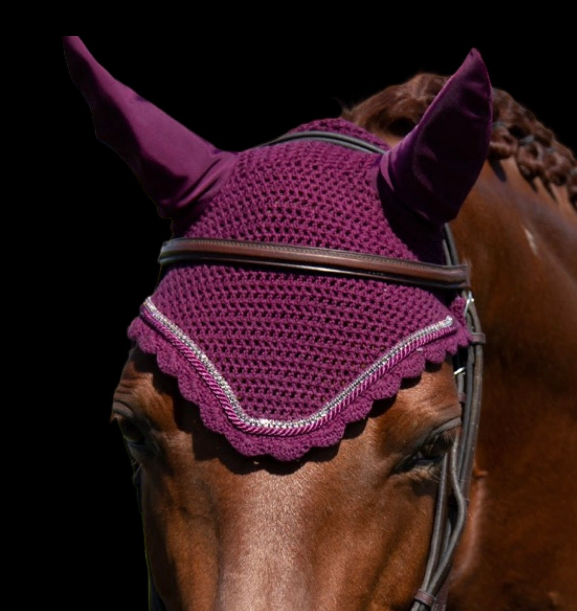 Classic Cut Bonnets - Plum Base/Scalloped Edge/With Bling
