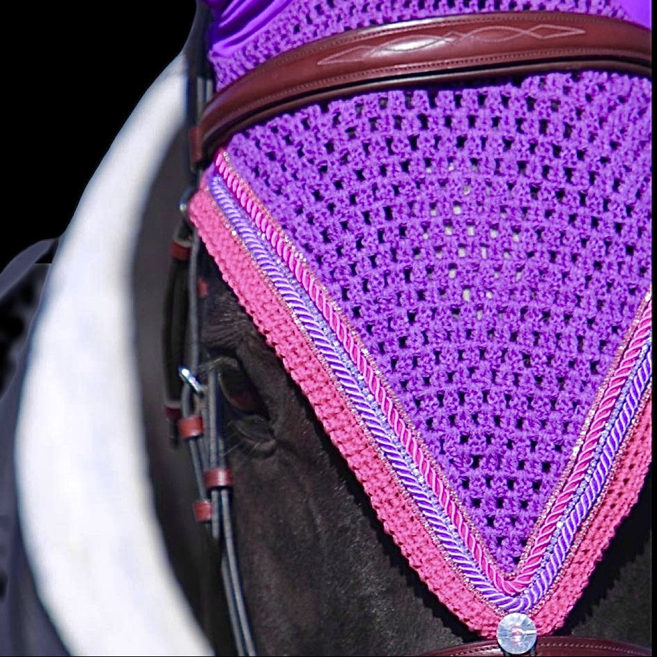 Tiedown Bonnets - Purple Base/Straight Edge/With Bling