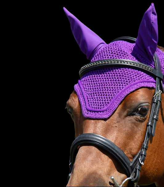 Classic Cut Bonnets - Pony -Single Row Piping - Purple - Straight Edge