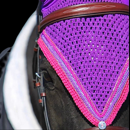 Tiedown Bonnets - Purple Base/Straight Edge/With Bling