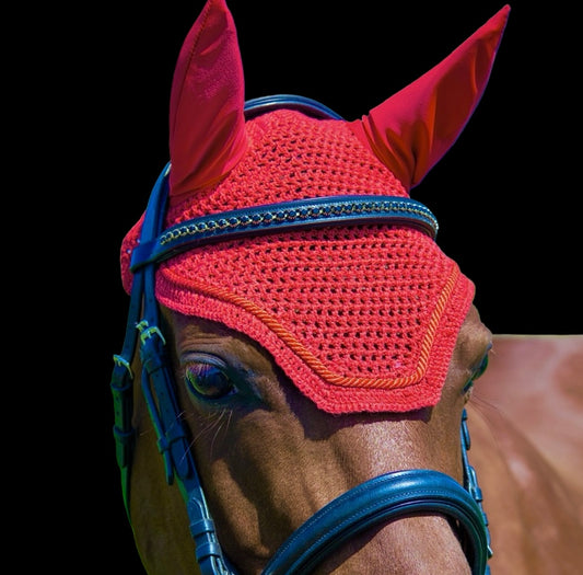 Classic Cut Bonnets - Pony -Single Row Piping - Red - Straight Edge