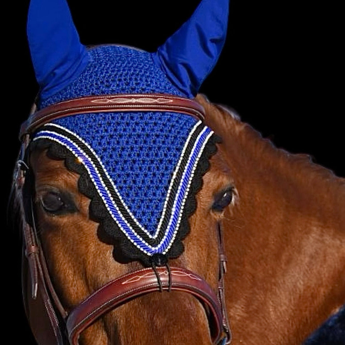 Tiedown Bonnets - Royal Blue Base/Scalloped Edge/With Bling
