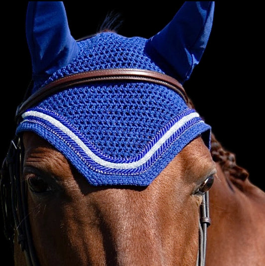 Classic Cut Bonnets - Full - Royal Blue Base/Royal Blue Straight edge/2 Blue Bling/White Twisted Crystal/2 Royal Blue Piping