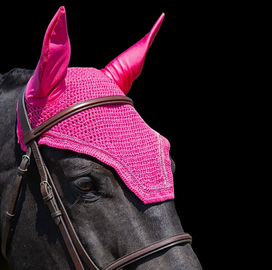 Classic Cut Bonnets - Warmblood - Fuchsia Base/Fuchsia Straight Edge/2 Fuchsia Bling/1 Fuchsia Piping