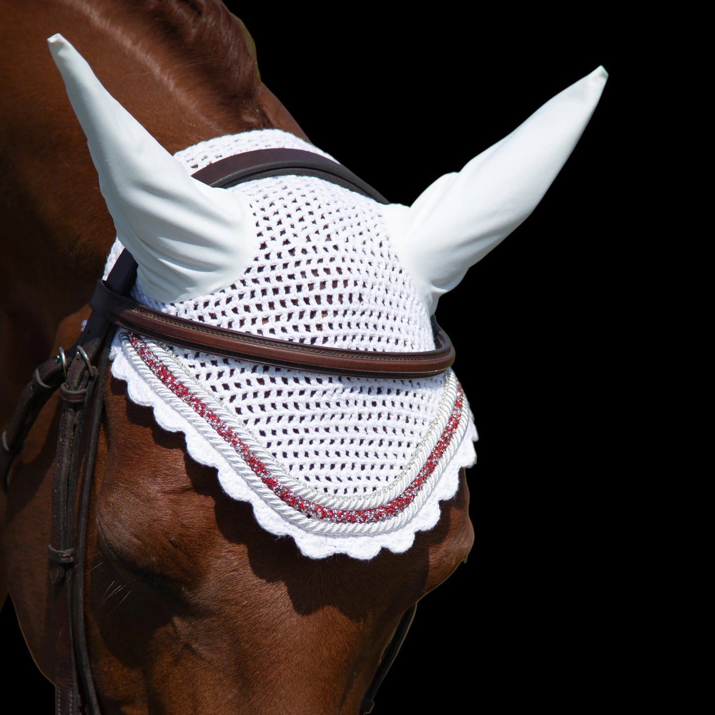 Classic Cut Bonnets - White Base/Scalloped Edge/With Bling