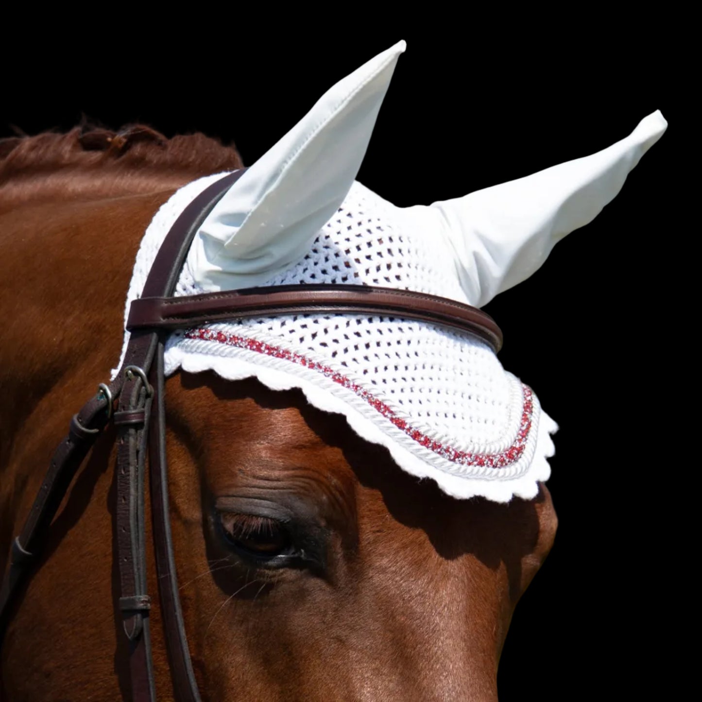Classic Cut Bonnets - White Base/Scalloped Edge/With Bling