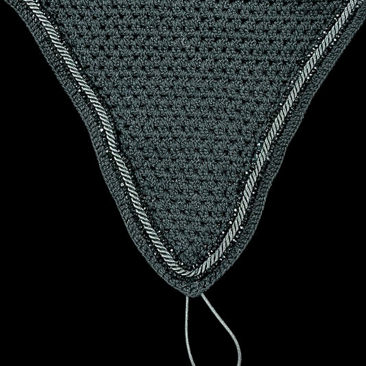 Tiedown Bonnets - Full - Black Base/Black Straight Edge/2 Black Crystal/1 Black Piping