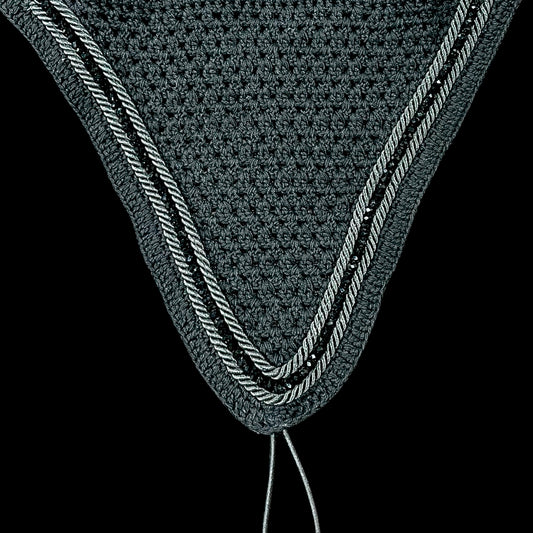 Tiedown Bonnets - Cob - Black Base/Black Straight Edge/1 Black Crystal/2 Black Piping